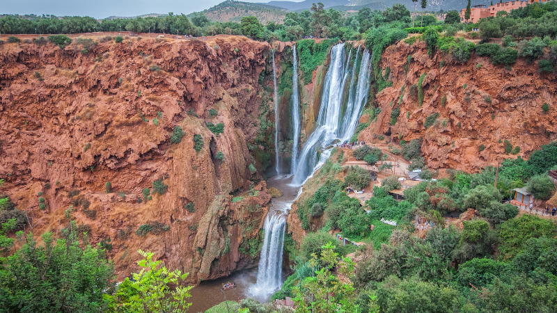 Majestic Ouzoud Waterfalls on a day trip from Marrakech.