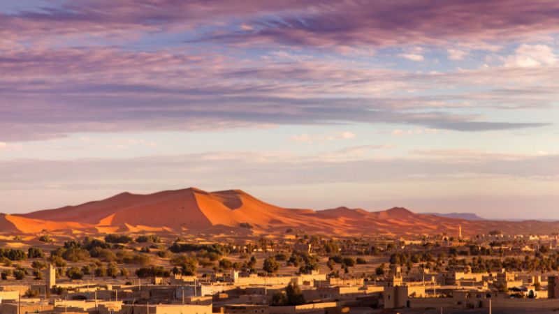 Experience the stunning beauty of Merzouga’s desert dunes on a 5 days tour from Tangier to Marrakech, including camel trekking and unforgettable desert landscapes.