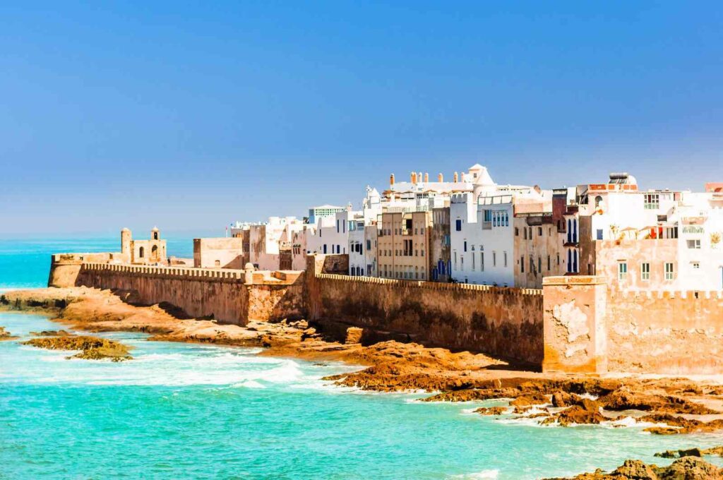 Scenic view of Essaouira’s medina and beach on a day trip from Marrakech